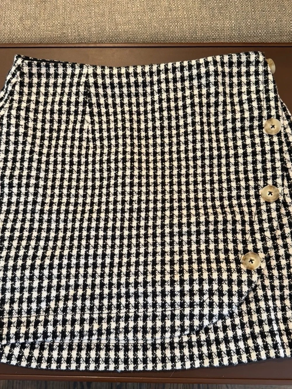 Anthropologie Maeve Houndstooth Button-Front Mini Skirt - Black & White - Picture 2 of 6